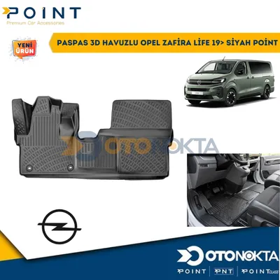 Paspas 3D Havuzlu Opel Zafira Life 19+ Siyah