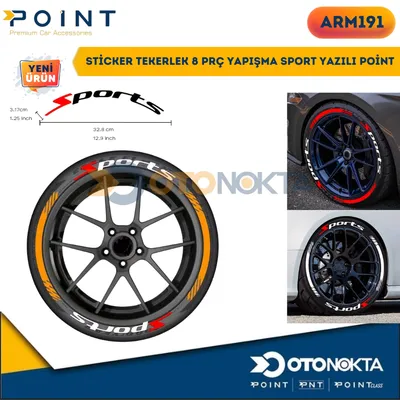 Sticker Tekerlek 8 Prç Yapışma Sport Yazılı