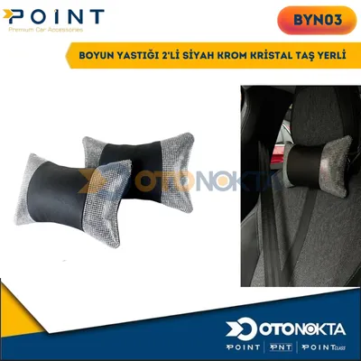 Boyun Yastığı 2'li Siyah Krom Kristal Taş