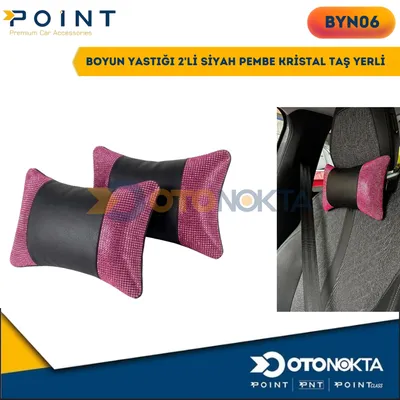 Boyun Yastığı 2'li Siyah Pembe Kristal Taş