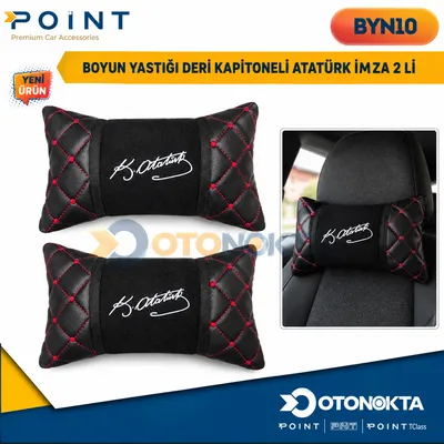 Boyun Yastığı Deri Kapitoneli Atatürk İmza 2'li