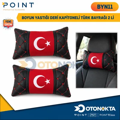 Boyun Yastığı Deri Kapitoneli Türk Bayrağı 2'li