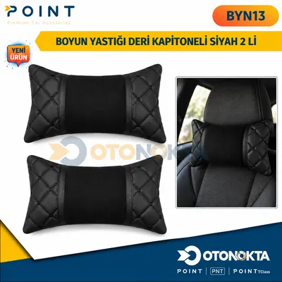 Boyun Yastığı Deri Kapitoneli Siyah 2'li
