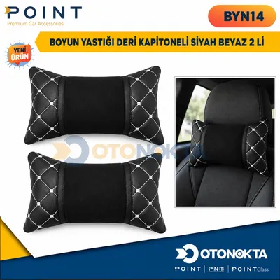 Boyun Yastığı Deri Kapitoneli Siyah Beyaz 2'li