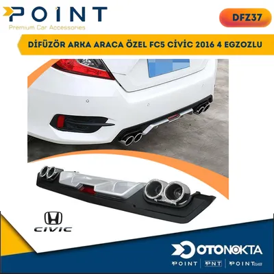 Difüzör Arka Araca Özel Honda FC5 Civic 2016 4 Egzozlu