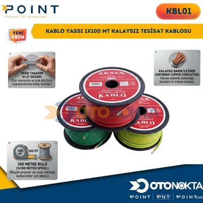 Kablo Yassı 1x100 mt Kalaysız Tesisat Kablosu