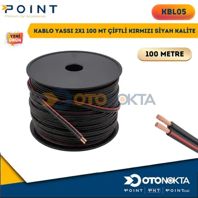 Kablo Yassı 2x1 100 mt Çiftli Kırmızı Siyah Kalite