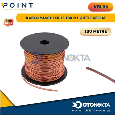 Kablo Yassı 2x0,75 100 mt Çiftli Şeffaf Aksan