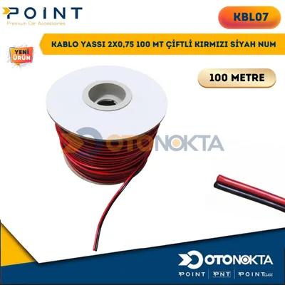 Kablo Yassı 2x0,75 100 mt Çiftli Kırmızı Siyah Num