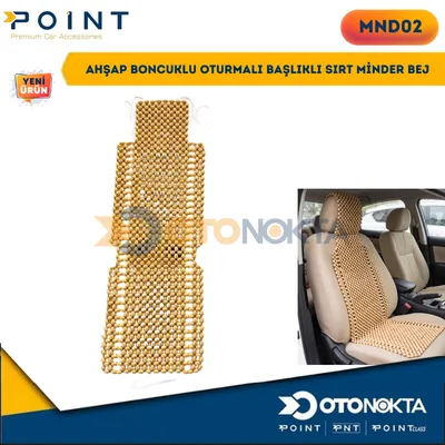 Ahşap Boncuklu Oturmalı Başlıklı Sırt Minder Bej