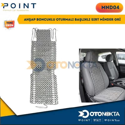 Ahşap Boncuklu Oturmalı Başlıklı Sırt Minder Gri