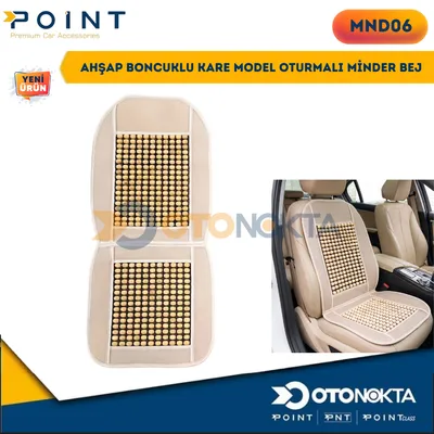 Ahşap Boncuklu Kare Model Oturmalı Minder Bej