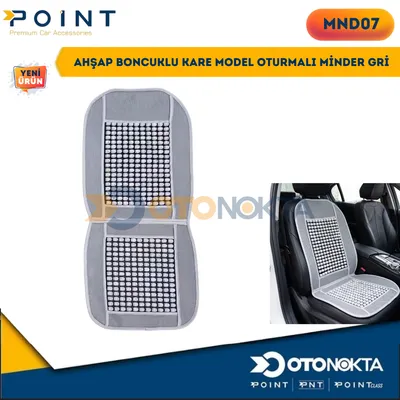 Ahşap Boncuklu Kare Model Oturmalı Minder Gri