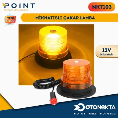 Tepe Lambası Mıknatıslı Çakarlı Ledli Sarı 12-24V