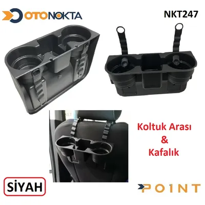 Bardaklık Koltuk Kafalık Arası Siyah Plastik