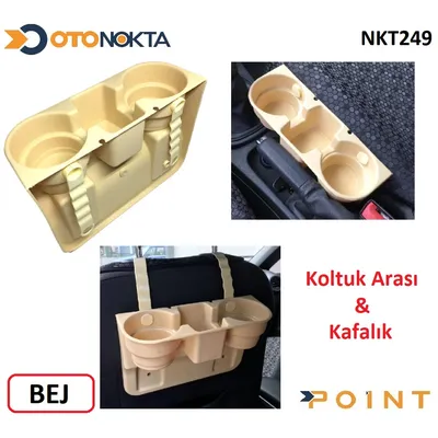 Bardaklık Koltuk Kafalık Arası Bej Plastik