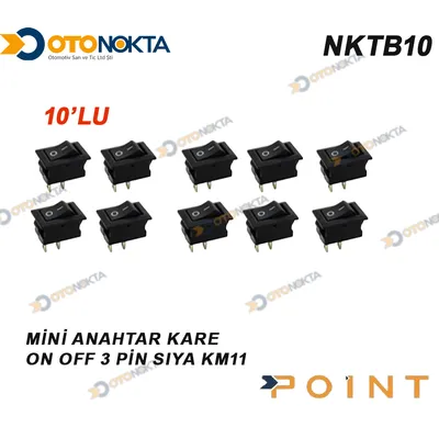 Mini Anahtar Kare On-Off 3 Pin Siya KM11 10'lu