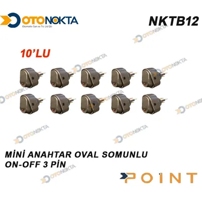 Mini Anahtar Oval Somunlu On-Off 3 Pin 10'lu