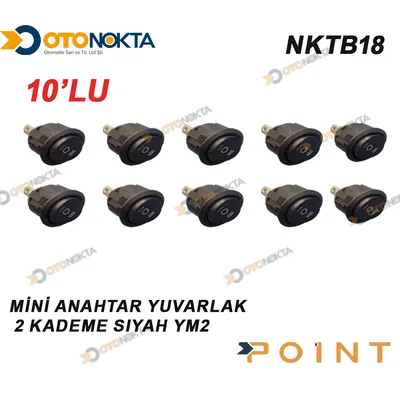 Mini Anahtar Yuvarlak 2 Kademe Siyah YM2 10'lu