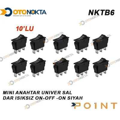 Mini Anahtar Üniver Dar Işıksız On-Off Siyah 10'lu
