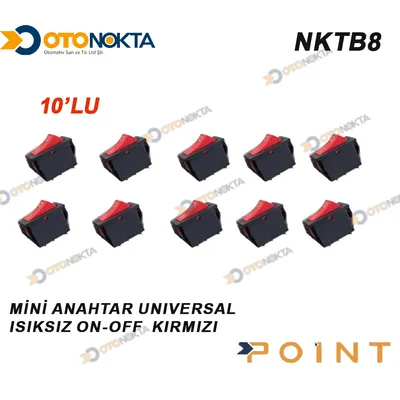 Mini Anahtar Üniversal Işıksız Kırmızı On-Of 10'lu