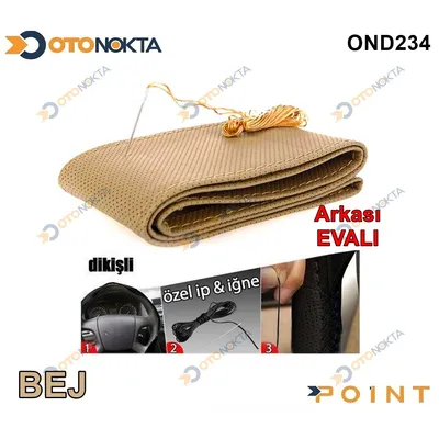 Direksiyon Kılıfı Dikmeli Noktalı Bej
