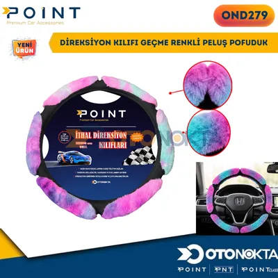 Direksiyon Kılıfı Geçme Renkli Peluş Pofuduk