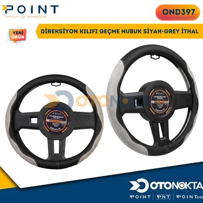 Direksiyon Kılıfı Geçme Nubuk Siyah-Grey