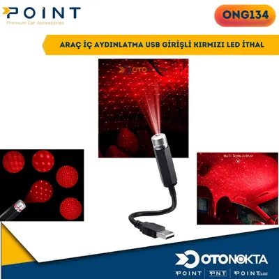 Araç İç Aydınlatma USB Girişli Kırmızı LED