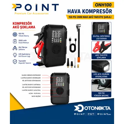 Hava Kompresör 150 Psi 2000 Mah Akü Takviye Şarjlı