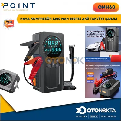 Hava Kompresör 1200 Mah 150PSI Akü Takviye Şarjlı