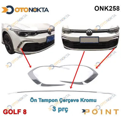 Volkswagen Ön Tampon Çerçeve- Çıtası Kromu 3 Prç Golf 8