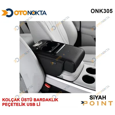Kolçak Üstü Bardaklık ve Peçetelik USB Siyah