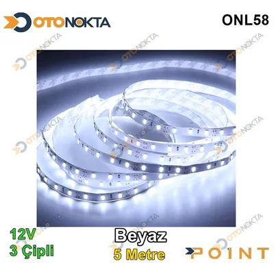 LED Şerit 5 mt 12V 3 Çip li Beyaz 179-