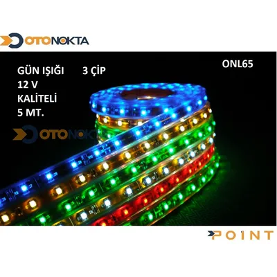 LED Şerit 5 mt 12V 3 Çip li Günışığı