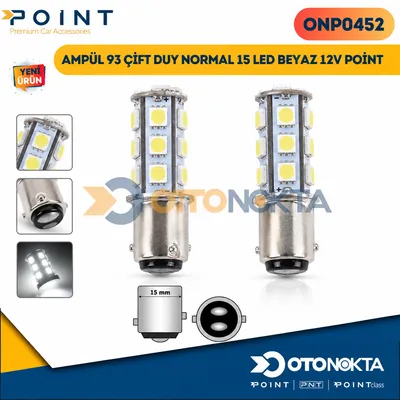 Ampul 93 Çift Duy Normal 15 LED Beyaz 12V