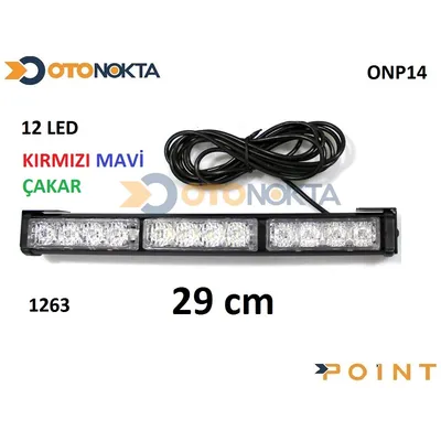 Çakar Lamba 12 LED Kırmızı -Mavi 12V