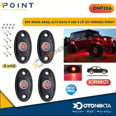 Off Road Araç Altı Kaya 9 LED 4'lü 12V Kırmız