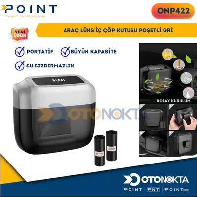 Araç Lüks İç Çöp Kutusu Poşetli Gri