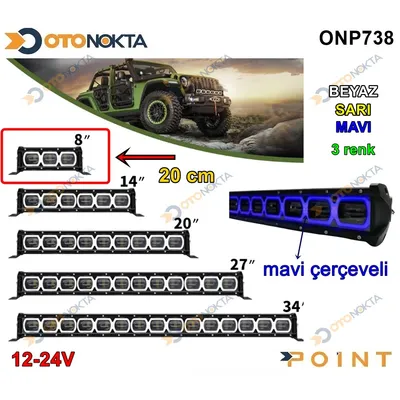 Off Road LED 3 LED 20 cm Mavi Beyaz Sarı 12V/24V