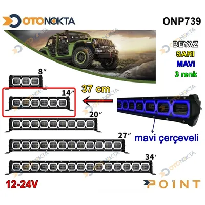 Off Road LED 6 LED 37 cm Mavi Beyaz Sarı 12V/24V