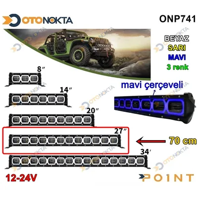 Off Road LED 12 LED 70 cm Mavi Beyaz Sarı 12V/24V