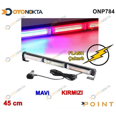Çakar Lamba Orta 3'lü Cob LED Kırmızı Mavi