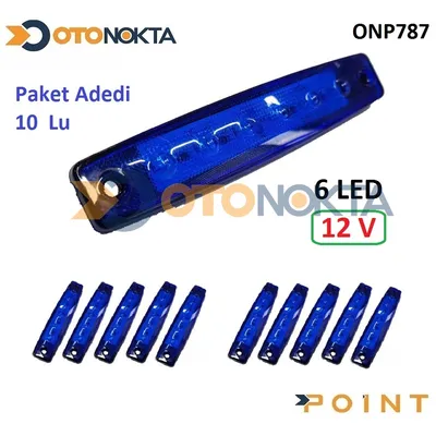 Dorse Parmak Lamba 12V 6 Ledli Mavi