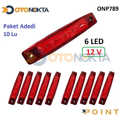Dorse Parmak Lamba 12V 6 Ledli Kırmızı