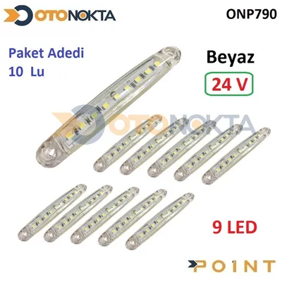 Dorse Parmak Lamba 24V 9 Ledli İnce Beyaz