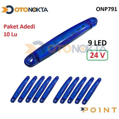 Dorse Parmak Lamba 24V 9 Ledli İnce Mavi