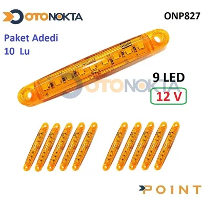 Dorse Parmak Lamba 12V 9 Ledli İnce Sarı
