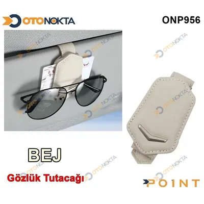 Gözlük Tutacağı Mıknatıslı Deri Bej