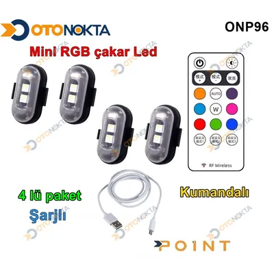 Mini Çakar LED Rgb 7 LED 4'lü Kumandalı